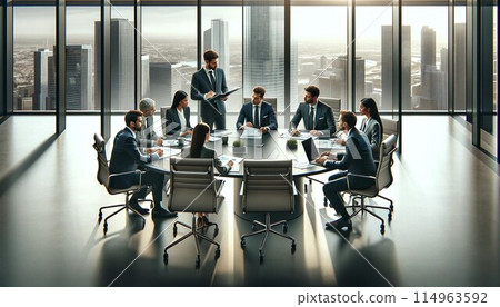 在城市的高層辦公室舉行商務會議 在城市的高層辦公室舉行商務會議 114963592