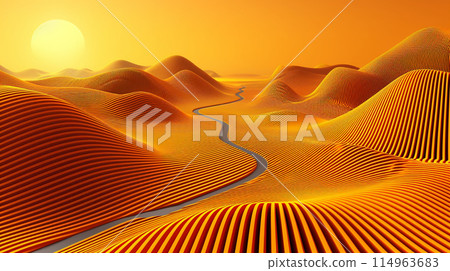 黃色沙漠、黃色夕陽：漸層背景圖案，色彩變化流暢，給人立體感和柔和感。 114963683