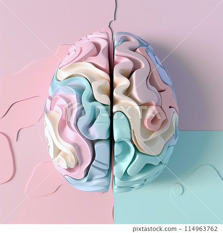Neurodiversity symbol. 3D plastic human brain. Brainstorming, creative thinking sign 114963762