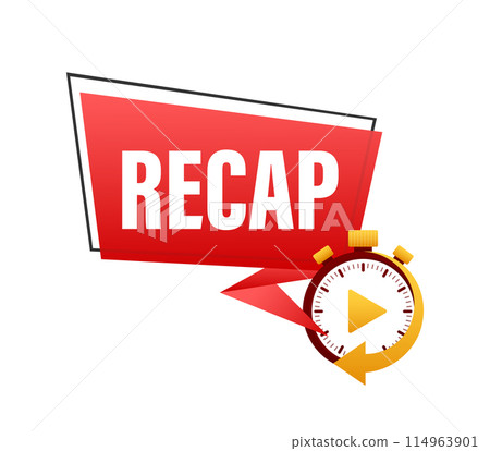 Recap, video play button replay. Watching on streaming. Vector stock illustration. 114963901