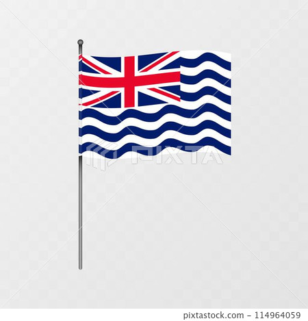 British Indian Ocean Territory national flag on flagpole. Vector illustration. British Indian Ocean Territory national flag on flagpole. Vector illustration. 114964059