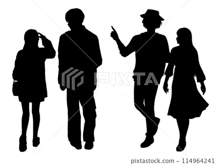 People Male and female couple silhouette 114964241