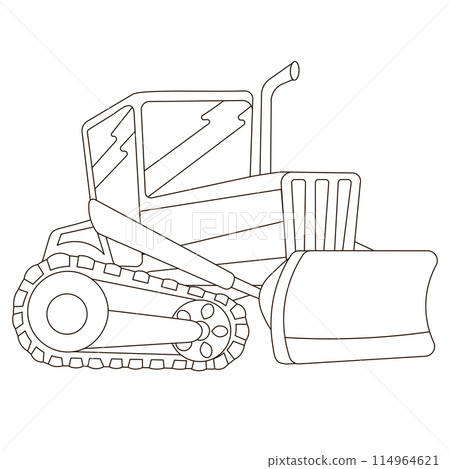 Black and white track-type tractor or bulldozer removing something 114964621