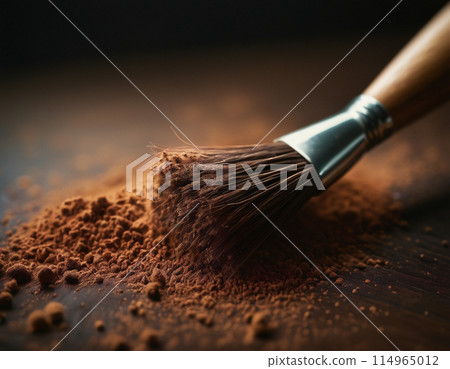 Macro photo of a paint brush covered in powder Macro photo of a paint brush covered in powder 114965012