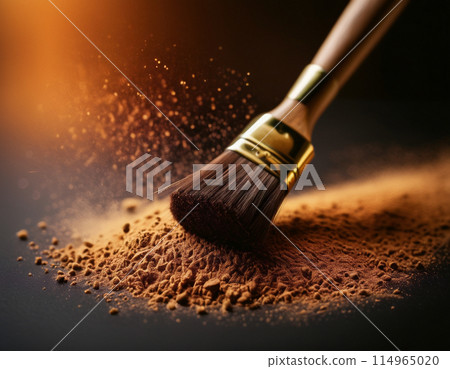 Macro photo of a paint brush covered in powder Macro photo of a paint brush covered in powder 114965020