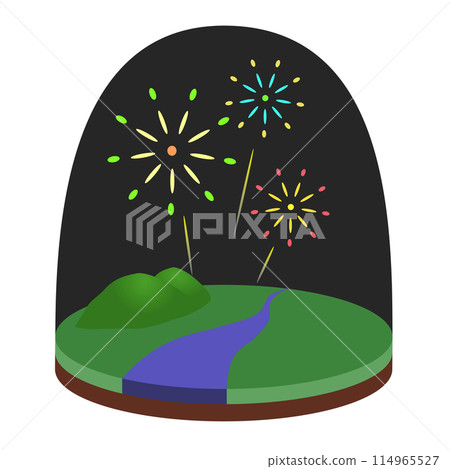 代表夏日煙火的圓頂形玩具 114965527