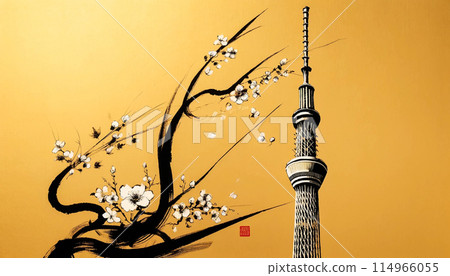 傳統與現代的融合：櫻花與天空樹 114966055