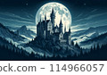 European-style castle and mysterious full moon 114966057