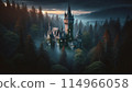 Mysterious European castle near dawn 114966058