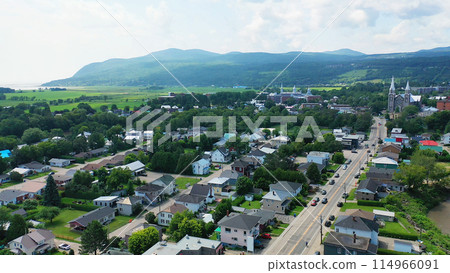 Aerial of Baie-Saint-Paul, Quebec, Canada in spring Aerial of Baie-Saint-Paul, Quebec, Canada in spring 114966091
