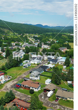 Aerial vertical of Baie-Saint-Paul, Quebec, Canada in spring Aerial vertical of Baie-Saint-Paul, Quebec, Canada in spring 114966092