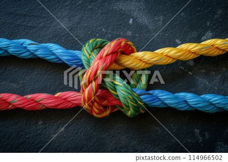 Several colored ropes tied together - Stock Illustration [114966502 ...