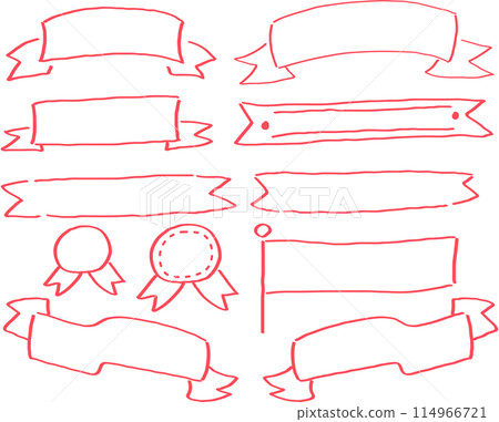 Hand-drawn cute ribbon_red marker Hand-drawn cute ribbon_red marker 114966721