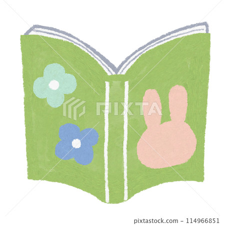 綠色封面繪本插圖_兔子和花 114966851