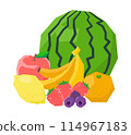A simple illustration of various fresh fruits arranged together 114967183