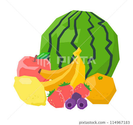 A simple illustration of various fresh fruits arranged together A simple illustration of various fresh fruits arranged together 114967183