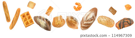 White and gray bread isolated on white background. White and gray bread isolated on white background. 114967309