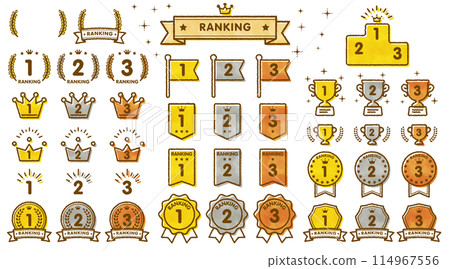 Hand-drawn style vector ranking icon set Hand-drawn style vector ranking icon set 114967556