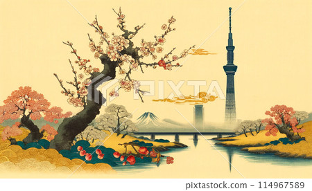 觀賞富士：傳統與創新的融合 東京晴空塔與富士山 114967589