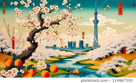 現代錦繪：東京晴空塔，風景與櫻花的和諧 114967593