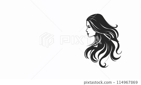 Black silhouette of a woman for a logo of a hair salon 114967869