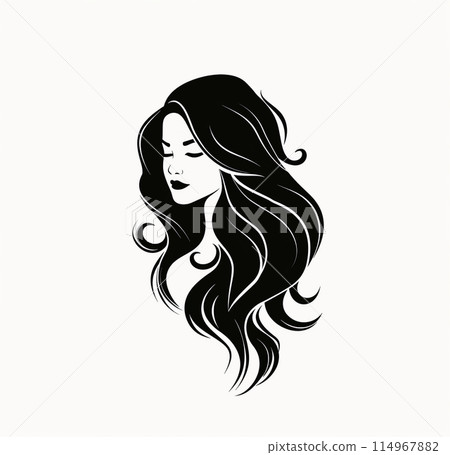Black silhouette of a woman for a logo of a hair salon 114967882