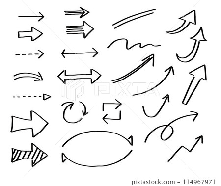 箭頭素材集_黑色記號筆 114967971