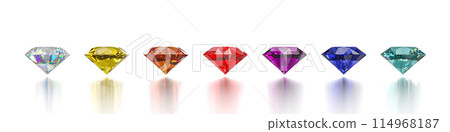 Rainbow of precious gemstones isolated on white 114968187