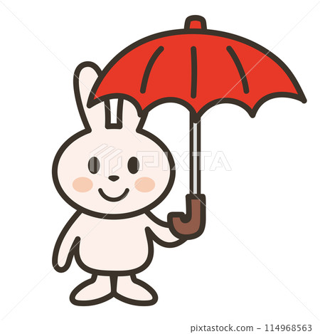 Illustration of a rabbit holding an umbrella Illustration of a rabbit holding an umbrella 114968563