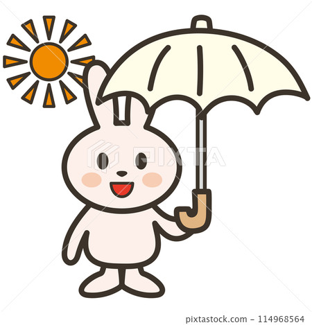 拿著遮陽傘的兔子插畫 114968564