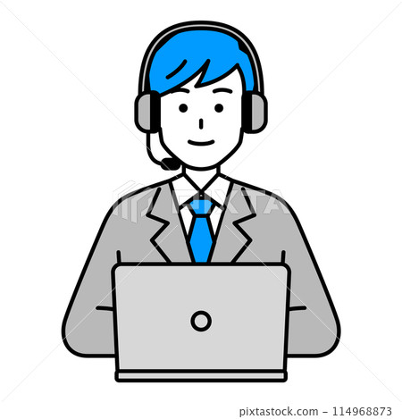 Male operator working on a laptop 114968873