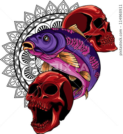 colored draw of Carp Fish Vector Illustration design 114968911