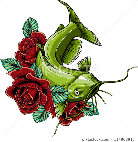 Cartoon of colored catfish vector illustration design Cartoon of colored catfish vector illustration design 114968915