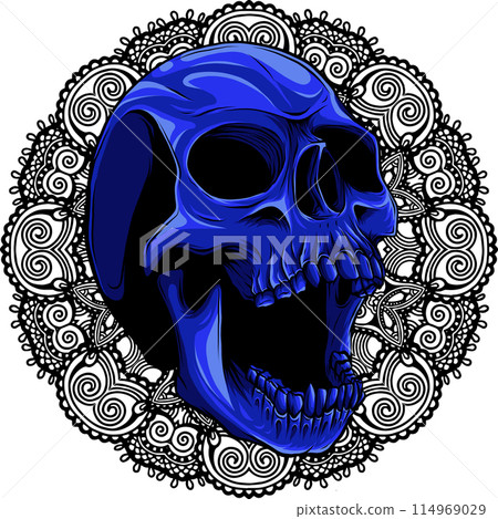 colored draw of human skull vector illustration design colored draw of human skull vector illustration design 114969029