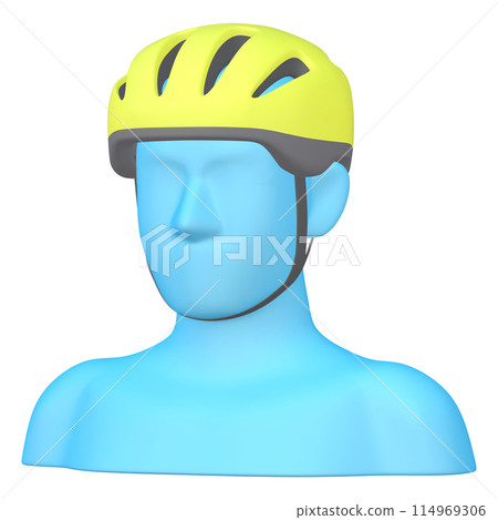 Bicycle accessories illustration material Helmet (1_1_4) Yellow Wearing image Bicycle accessories illustration material Helmet (1_1_4) Yellow Wearing image 114969306