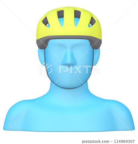 Bicycle accessories illustration material Helmet (1_1_5) Yellow Wearing image Bicycle accessories illustration material Helmet (1_1_5) Yellow Wearing image 114969307
