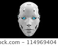 White robot face on a black background. Artificial intelligence AI concept. 114969404