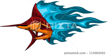 colored atlantic swordfish marlin vector illustration design 114969482