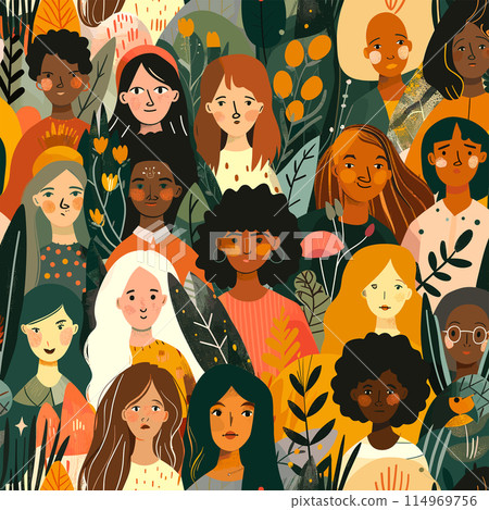 Ethnic and multiracial diversity of the world, myriad of people, diverse in skin tone, height, hair, and age, yet all radiating mutual joy and acceptance Ethnic and multiracial diversity of the world, myriad of people, diverse in skin tone, height, hair, and age, yet all radiating mutual joy and acceptance 114969756
