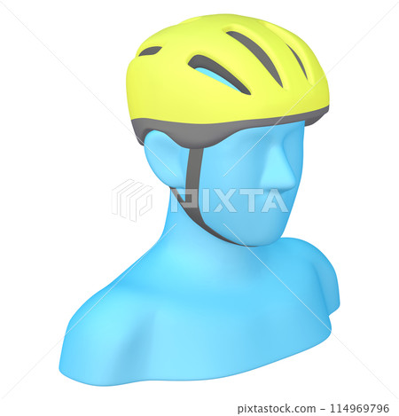 Bicycle accessories illustration material Helmet (1_2_7) Yellow Wearing image 114969796