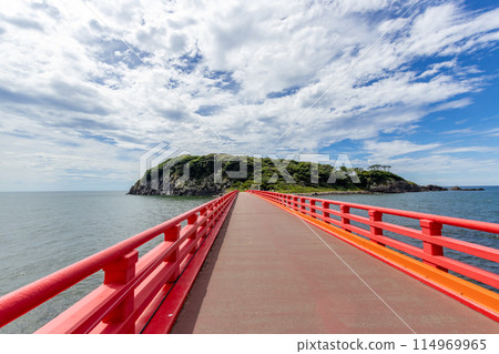 Oshima bridge, connecting the mainland with Oshima Island, Fukui, Japan. 114969965