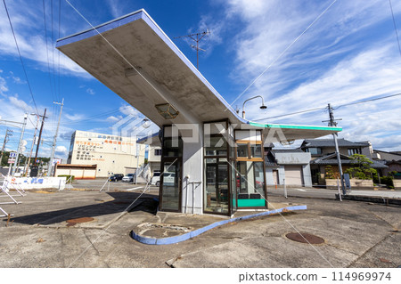 Abandoned gas station, Fukui, Japan. Abandoned gas station, Fukui, Japan. 114969974