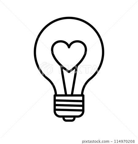 Light bulb lamp with heart icon. Valentine's day love symbol. Light bulb lamp with heart icon. Valentine's day love symbol. 114970208