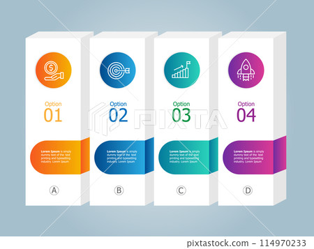 4 steps colorful infographics for report presentation template background 114970233