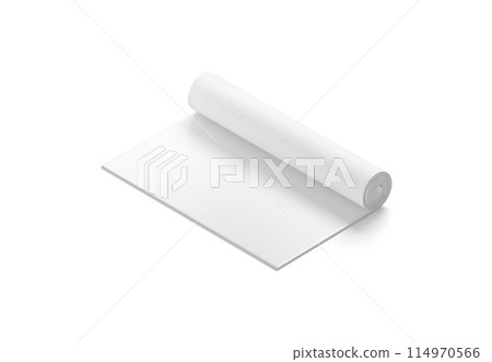 Blank white rolled yoga mat mockup, side view Blank white rolled yoga mat mockup, side view 114970566