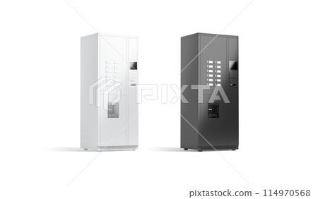 Blank black and white coffee vending machine mockup, side view 114970568