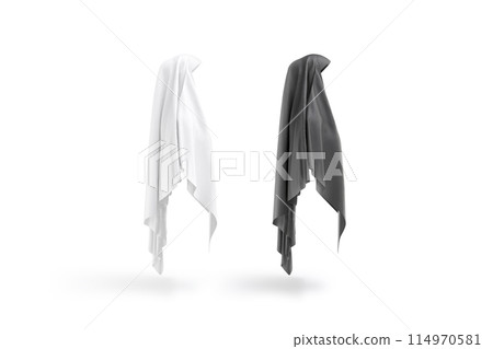Blank black and white female khimar mockup, profile view Blank black and white female khimar mockup, profile view 114970581