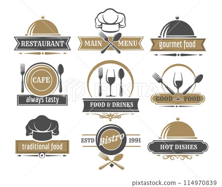 Vintage restaurant logotypes set 114970839