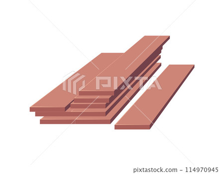 Rasped wooden plank boards pile vector flat illustration, wood timber, long boards heap, construction natural material Rasped wooden plank boards pile vector flat illustration, wood timber, long boards heap, construction natural material 114970945