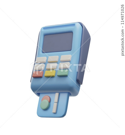 3D vector illustration of a payment terminal and a card reader for non-cash transactions 3D vector illustration of a payment terminal and a card reader for non-cash transactions 114971026